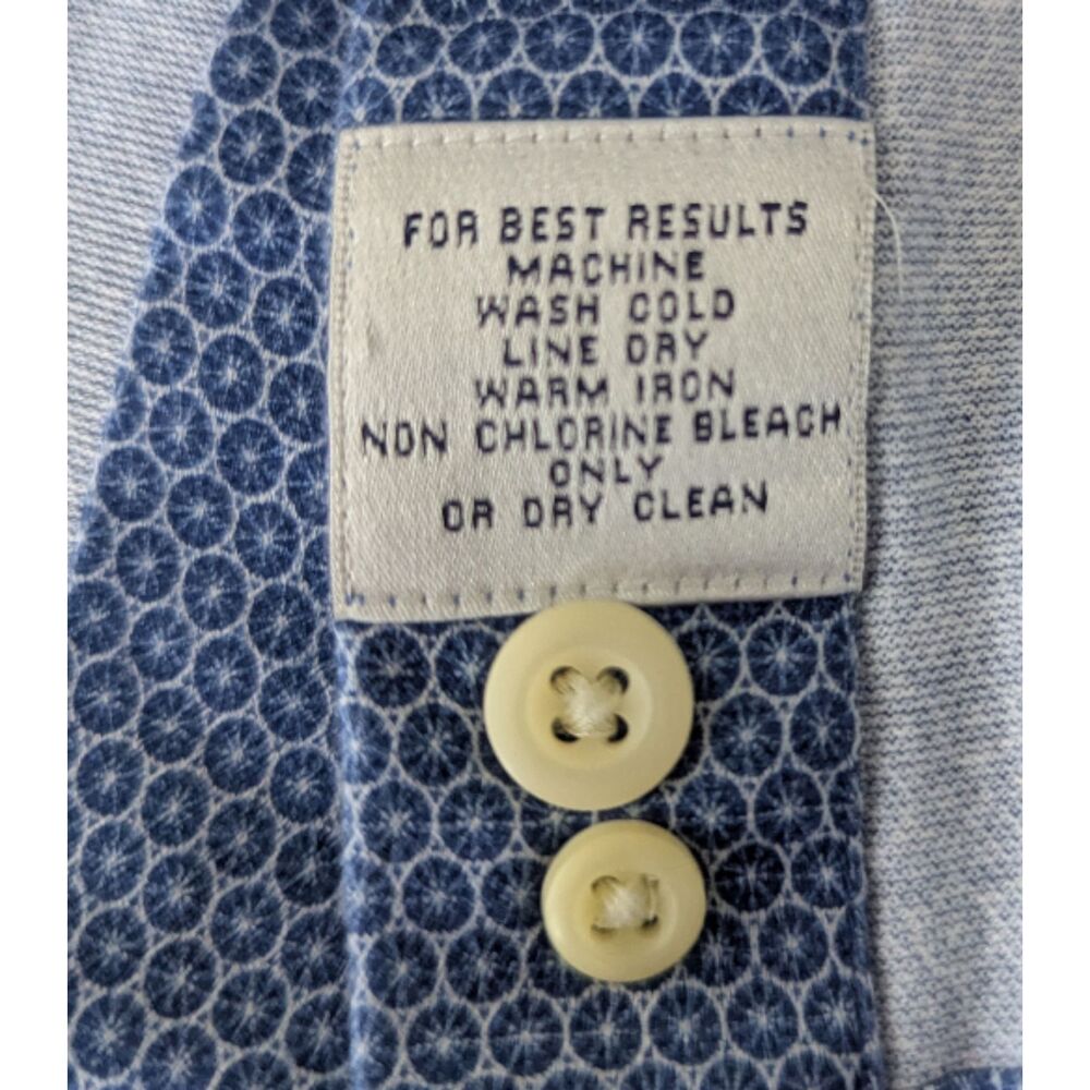 Peter Millar Large Blue Geometric Pattern Button‑… - image 3